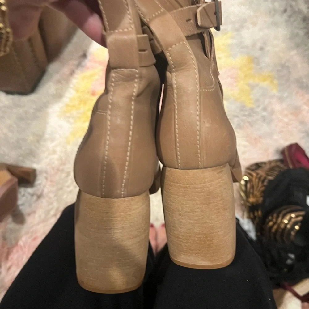 Lucky Brand Natesa Boots Women's US 10 Leather Block Heel Bootie nwot
